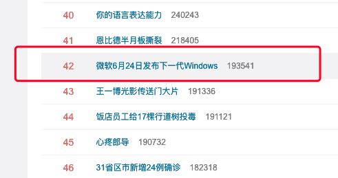 “微软6月24日发布下一代Windows”上热搜 网友：来抢鸿蒙风头的吧？