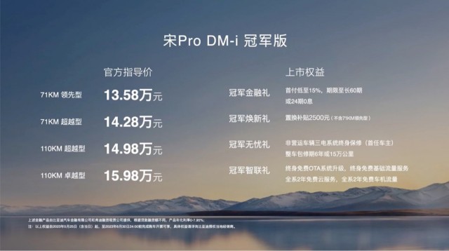 竞争力全面升级 比亚迪宋Pro DM-i冠军版上市：售价13.58-15.98万元