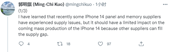 iPhone 14/Max面板供应挑战！郭明錤：京东方在场不成问题