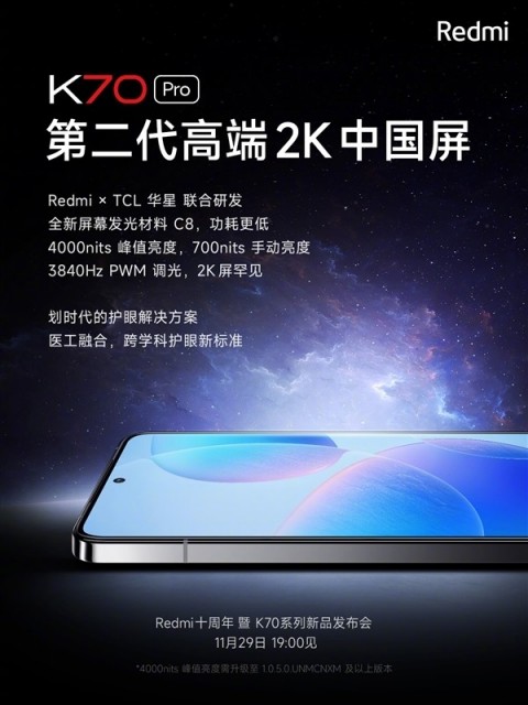 顶级配置下放！Redmi K70 Pro将搭载夜枭算法：带来前所未有夜拍效果