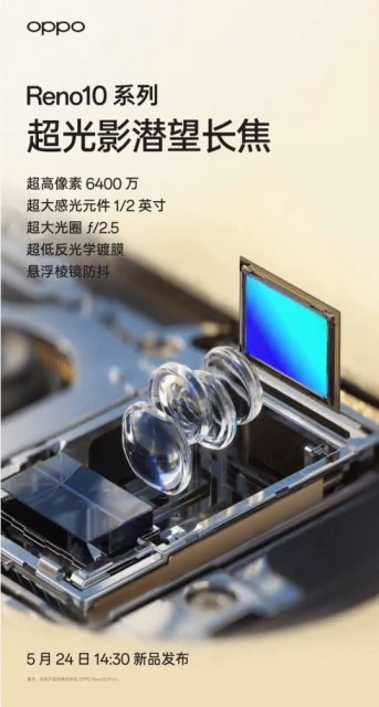 OPPO Reno10系列首搭超光影潜望长焦：高像素大底大光圈 人像跃然眼前