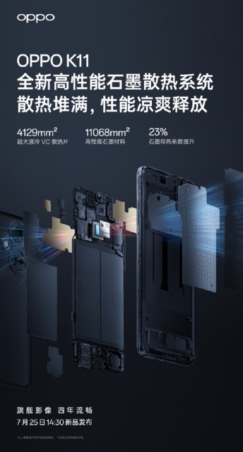 OPPO K11搭载高性能石墨散热系统：旗舰同款 性能凉爽释放