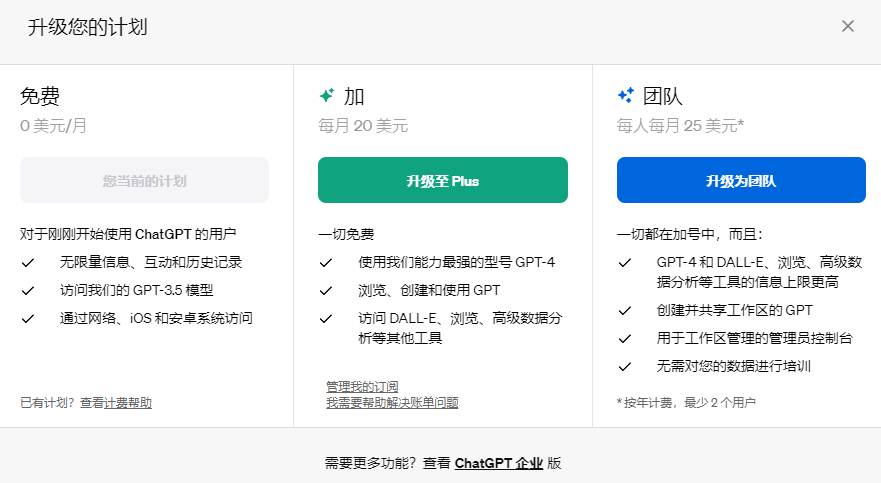 ChatGPT推出团队版(ChatGPT Team)，订阅价格：月付30美元/人-我