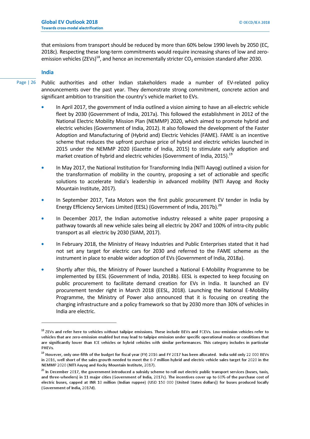 国际能源机构：2018年全球电动汽车展望报告