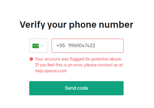 注册ChatGPT验证手机号码时出现Your account was flagged for potential abuse.的原因和解决办法-我