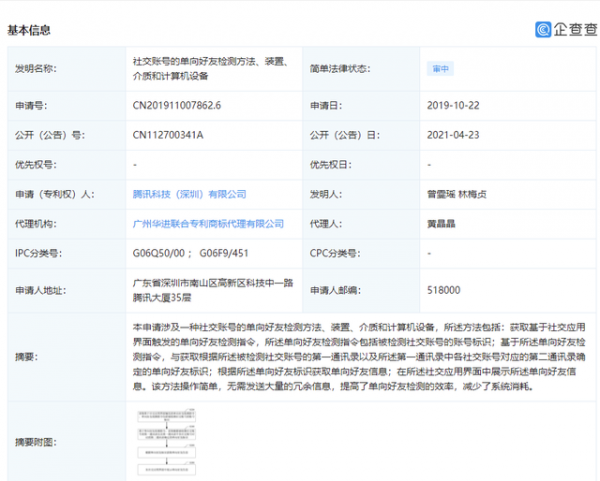 避免单删尴尬 腾讯公开“社交账号单向好友检测”相关专利 - 