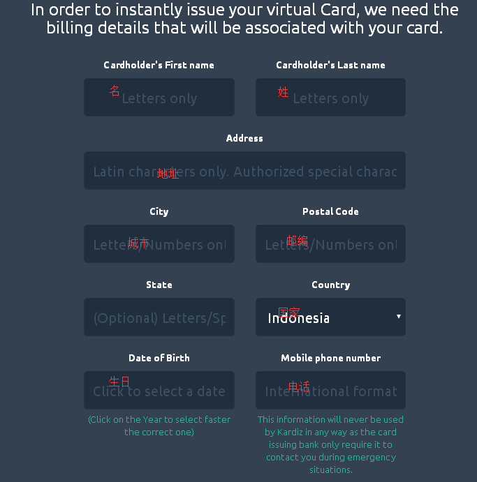 kardiz 虚拟卡申请及使用教程-我
