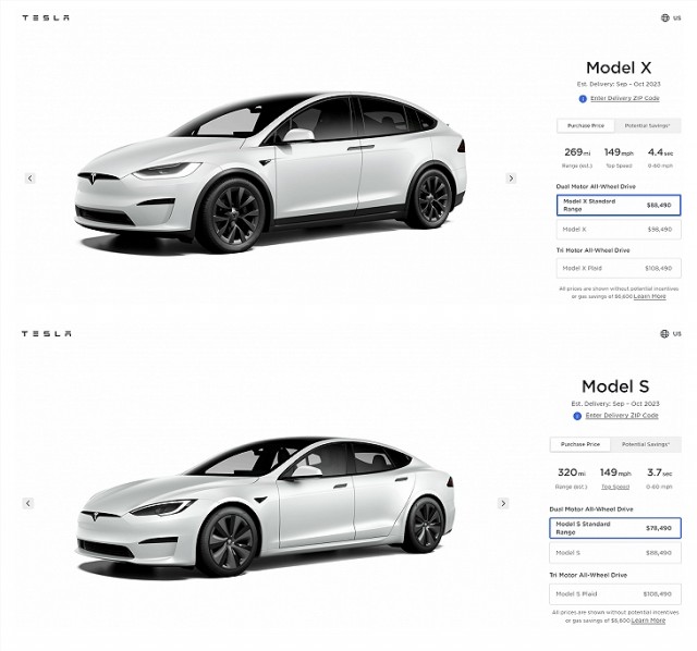 特斯拉在美国推出新款标准续航版Model X、Model S