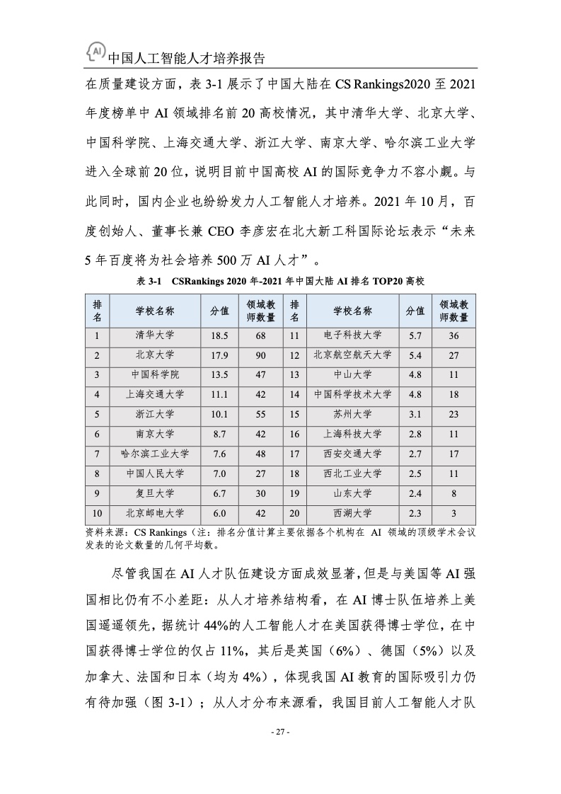 百度&浙江大学：2022年中国人工智能人才培养白皮书（附下载）