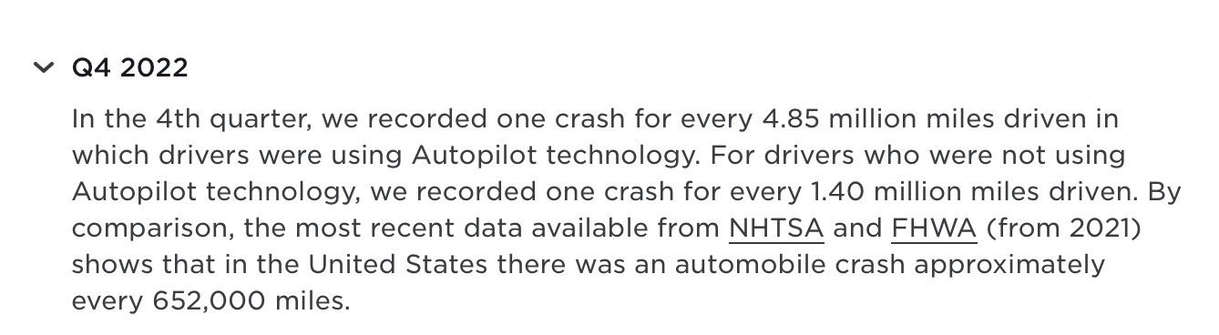 特斯拉：2022 年 Q4 安全报告 Autopilot 有效降低车祸发生率